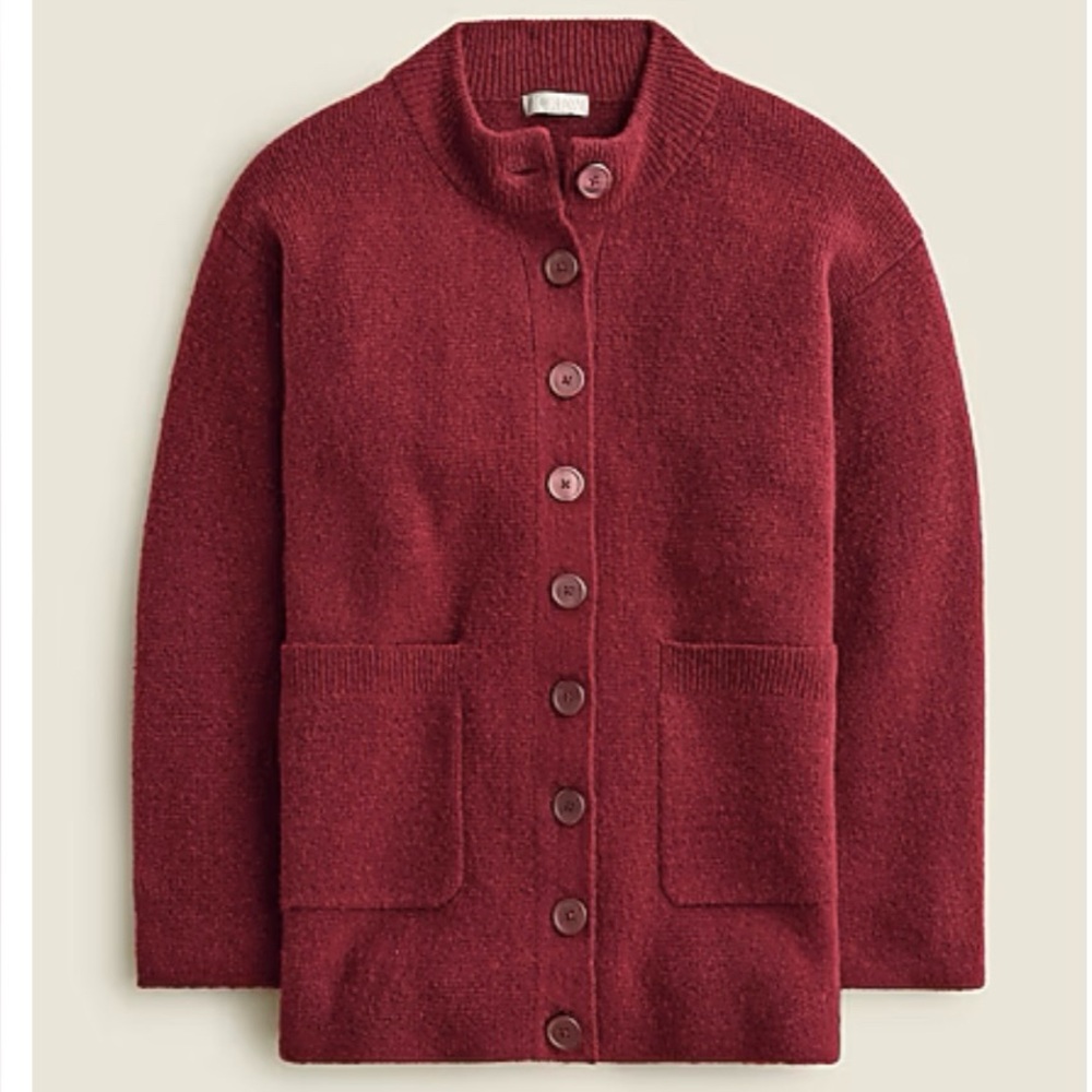 J. Crew Burgundy Milano Stitch Cardigan Sweater NWOT